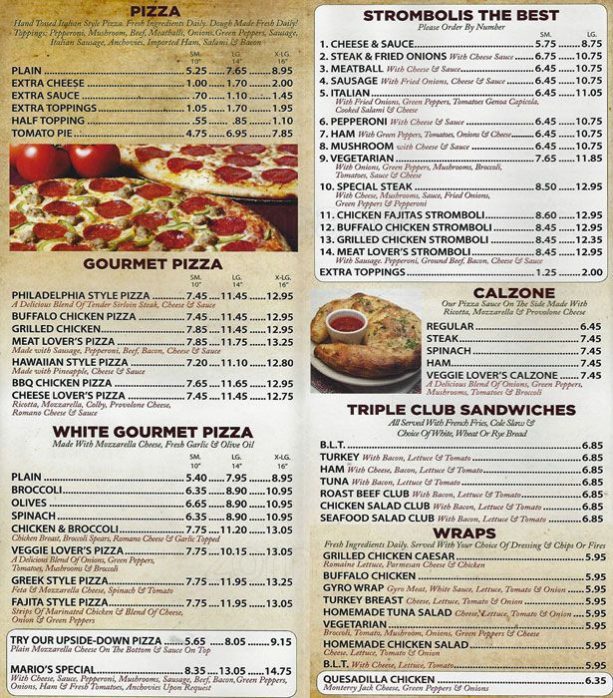 Brother’s Pizza Menu