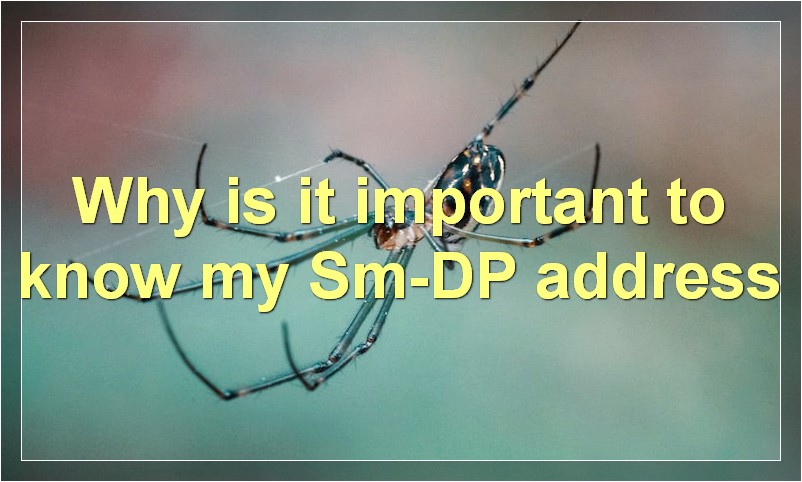 Why is it important to know my Sm-DP address?